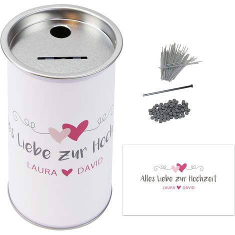HMF 45180-07 Spendendose mit Griff, inkl. Foliendruck, Hochzeit, Spardose, Heirat, 14,5 x 8 cm (1/3)
