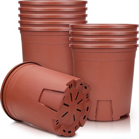 Pots de Fleurs, 14.2cm 5pcs Pots de Plantes en Plastique avec Trou de Drainage pour Intérieur, Extérieur, Jardin - Rouge (1/5)