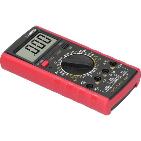 Multimètre numérique DT9205B AC/DC, affichage digital haute précision, testeur voltmètre ampèremètre avec alarme sonore, protection contre surcharge, rouge et noir (1/5)