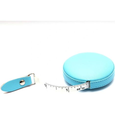 Mètre ruban extensible en cuir bleu clair, simple, adapté aux tailleurs et aux créateurs, 60 pouces/1,5 mètre de large.