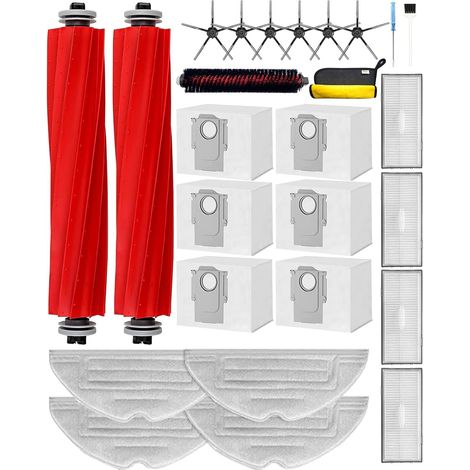 26 pezzi di ricambio per Roborock S7 Pro Ultra, kit di accessori S7 MaxV Ultra: 2 spazzole principali, 1 spazzola autopulente, 6 spazzole laterali, 4 filtri, 6 sacchetti per la polvere, 4 panni per mo (1/5)