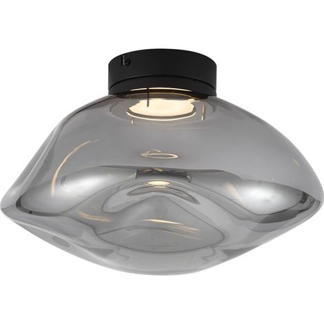 QAZQA Design Ceiling Lamp Black with Smoke Glass - Gemma