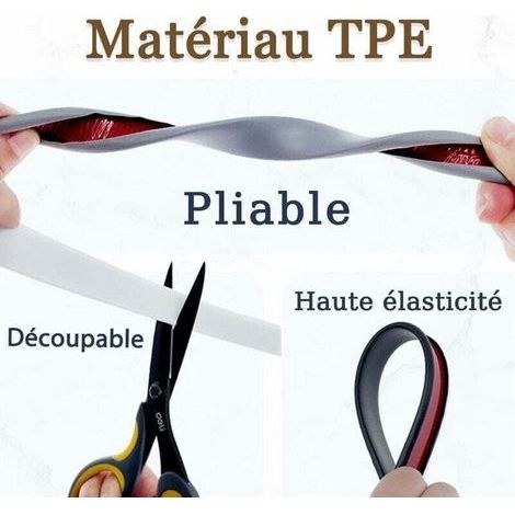 Protection des angles et des chants de meubles, bande de chant adhésive en mélamine en forme de U, bande de finition pour plan de travail non thermocollante, protection des bords en TPE souple (noir, (1/3)