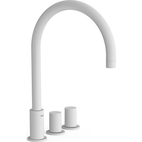 TRES 06110501BM STUDY Grifo Bimando De Repisa para Lavabo Color Blanco Mate - ref: 06110501BM