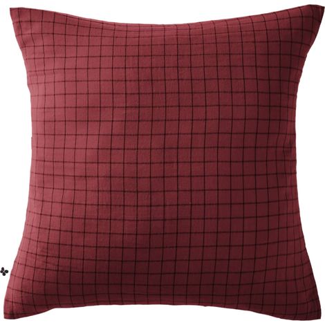 Taie d'oreiller à carreaux double gaze de coton bordeaux 60x60 (1/2)