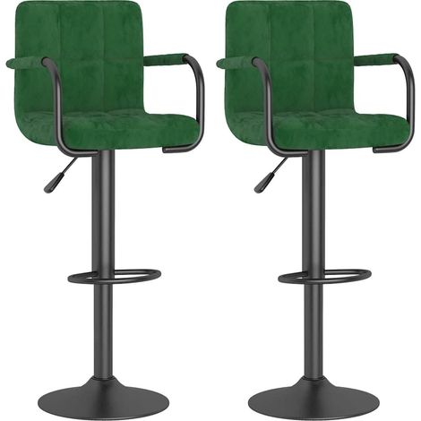 Maison Exclusive - Sgabelli da Bar 2 pz Verde Scuro in Velluto (1/5)