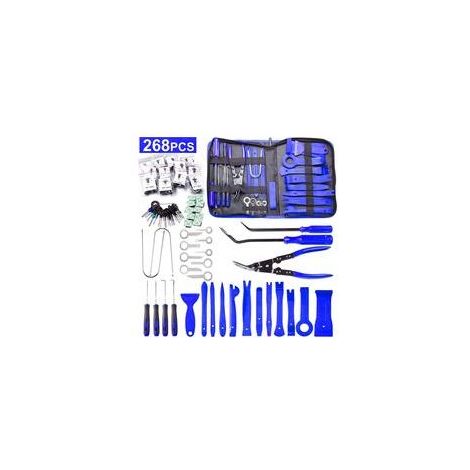 268 Pièces Outils De DéMontage De Garnitures Trousse, pour Panneau Accessoires Porte Autoradio Tableau De Bord De Voiture, avec Broches De Retenue, Ensemble à Pince et Extracteur D’Attaches (1/5)