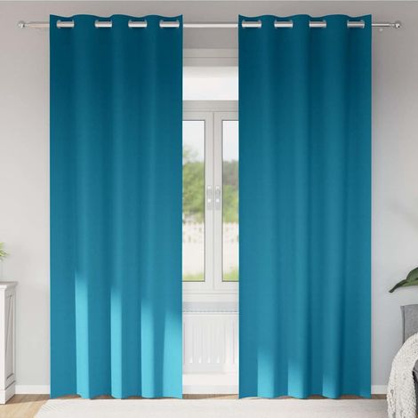 Verdunkelungs-Vorhänge mit Ringen 2 pcs Türkis 245 x 140 cm