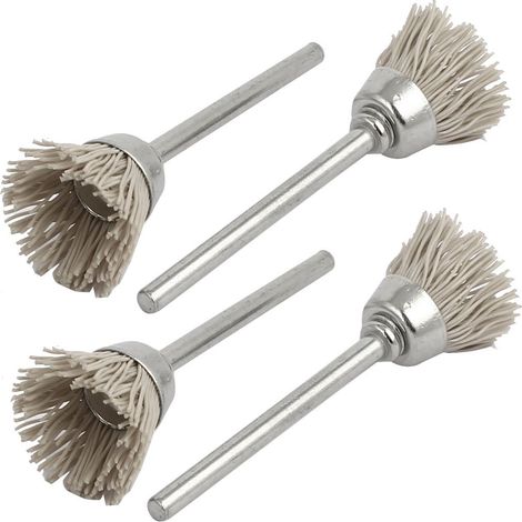 3mm Schaft 10mm Cup Dia Abrasive Nylon Rad Bürstenschleifen Polierwerkzeug 4 pièces (1/4)