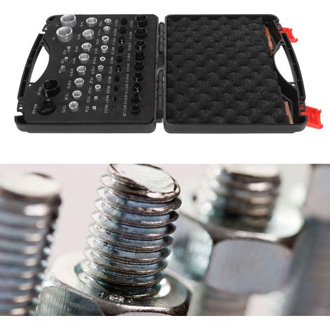 Juego de 44 piezas para medir roscas de tuercas y tornillos, métricas e imperiales, de aleación de aluminio, herramienta de identificación de alta precisión con estuche de almacenamiento. (1/5)