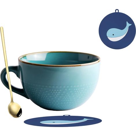 Grande tasse à café en céramique de 700 ml, tasse à soupe/tasse à café/bol à salade (sans sous-verre ni cuillère) (1/5)