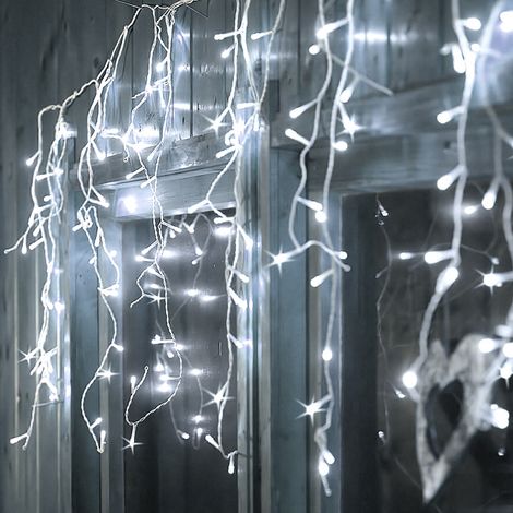SWANEW 10m 200 LED Congelamento Pioggia Ghiacciolo Luci da Giardino di Natale Tenda Luci Leggiadramente. Bianco Freddo (1/5)