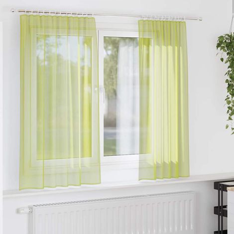 Voile Vorhänge mit Stangentaschen 2 Stk. Apfelgrün