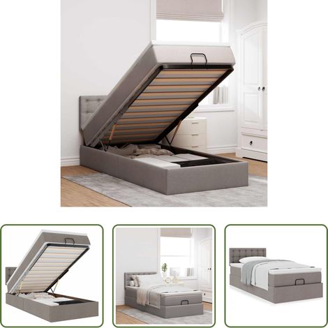 vidaXL Taschenfederkern - Ottoman-Bett mit Matratze Taupe 90x200 cm Stoff (1/5)
