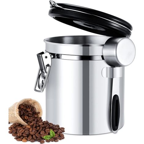2 Boîte à café, Acier inoxydable, Hermétique, Sous vide, Pour grains poudre thé noix (1/5)