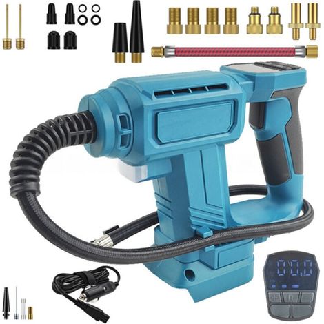 Akkubetriebener Luftkompressor, kompatibel mit Makita 18V-Akkus, 12V-Auto-Netzteil, 0-120 PSI Druck, tragbare Luftpumpe für Motorrad, Fahrrad und Auto. (1/4)
