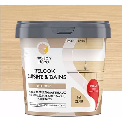 Peinture multi-matériaux sur meubles, plans de travail, crédences MAISON DÉCO Relook Cuisine & Bains Pin clair 0,5 L (1/2)