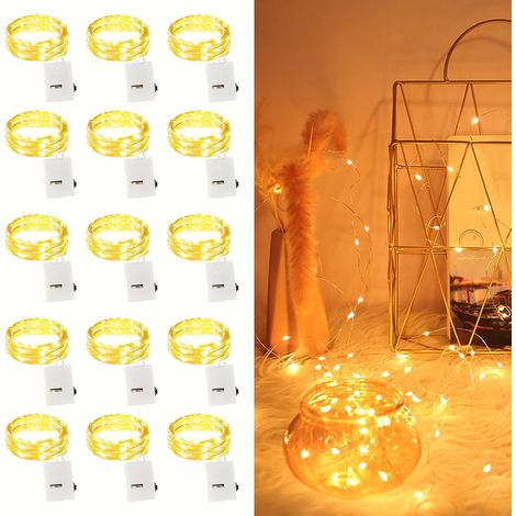 LED String Lights, 2M 20 LED Micro Wire String Lights LED Fairy String Lights Christmas Decoration String Lights for Bedroom Christmas Wedding Party Home (Warm White) (1/5)