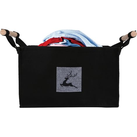 Panier de rangement portable, pliable, en feutre, grande capacité, avec poignée, idéal pour la chambre, le bureau, le dressing ou le salon. (1/5)