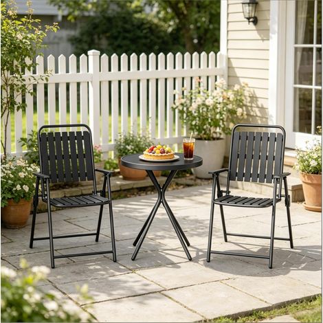 Conjunto de jardín de 3 piezas plegable con vidrio, negro HAVRYA (1/5)