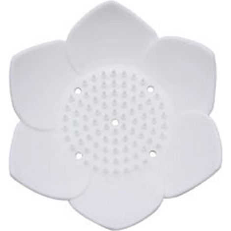 Porte-savon en silicone Lotus avec système d'évacuation automatique, plateau porte-savon en forme de fleur pour douche, salle de bain, évier de cuisine, comptoir et baignoire (blanc) (1/5)