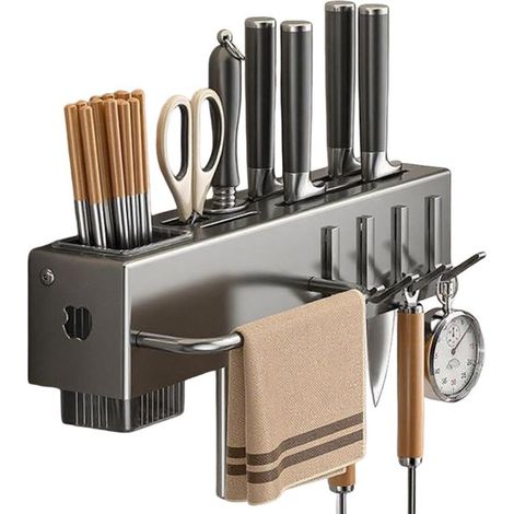 Estante para utensilios de cocina - Estante de almacenamiento de pared - Estante de almacenamiento de cocina - Ganchos sin taladrar - 30 cm - Varios colores (1/5)