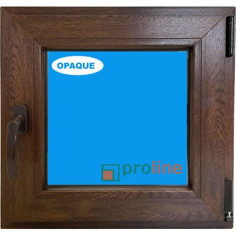 Eco-Blu – Fenêtre PVC H500 mm X L500 mm Noyer oscillo-battante tirant droit – Verre dépoli – Double vitrage SGG PLANITHERM XN – Isolation thermique optimale