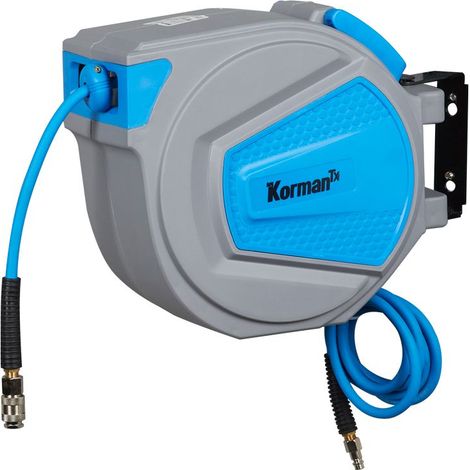 Enrouleur pneumatique automatique 20m – Raccord rapide 1/4'' – Pression max 10 bar – Support mural pivotant 180° – Korman (1/4)