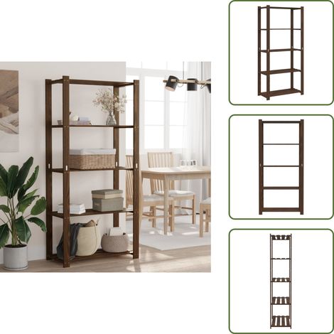 Support de rangement à 5 niveaux marron 80x38x170 cm bois pin - Etagere Bois - Rangement Atelier - Rangement Maison - Support De Rangement - Mobilier Industriel (1/5)