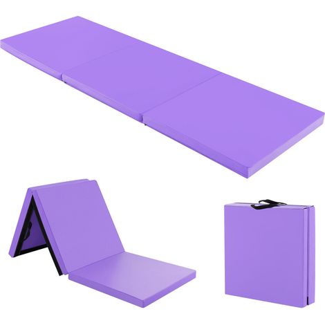 6 x 2 FT Tri-Fold Gym Mat with Handles and Removable Zippered Cover-Purple (1/5)