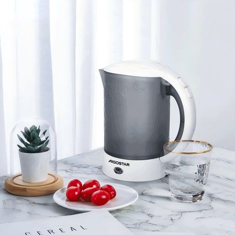 Bouilloire de Voyage Aigostar 650W 0.6L – Mini Portable en Plastique, Parfaite pour Chambre d'Étudiant et Bureau, Chauffage Rapide (1/3)