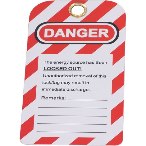 Kit de 20 étiquettes de consignation/déconsignation en PVC réutilisables, panneaux de signalisation de sécurité rouge (1/5)