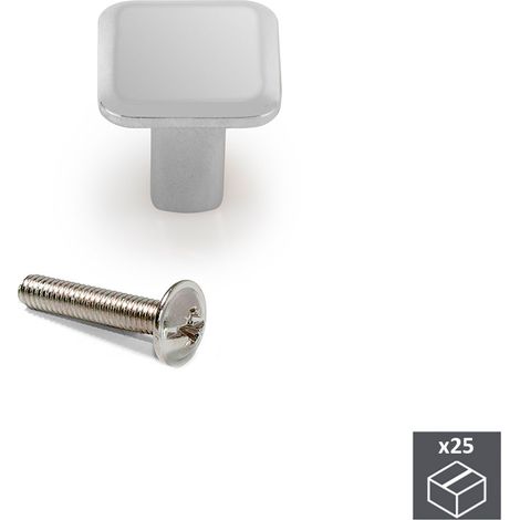 EMUCA Lot de 25 boutons pour meuble Springfield, Chromé (1/5)
