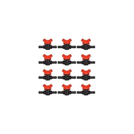 12 PCS Robinet de jardin pour tuyau, Tuyau Vanne d'irrigation 16 x 16mm Robinet d'arrêt raccord en Plastique pour le contrôle extérieur de la vanne d'eau de jardin (noir + rouge) (1/5)