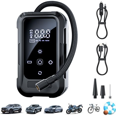 Gonfleur de pneus sans fil – électrique, intelligent, portable – convient aux véhicules tout-terrain, aux voitures et aux vélos. (1/5)