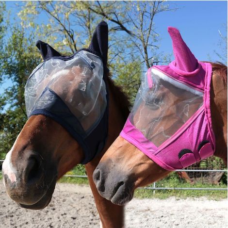 COB, BLU: Maschera antimosche per cavalli con inserto interno in morbido pelo modello Fly Guard