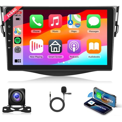 2G 64G Android 13 Autoradio pour RAV4 2007-2012 9 Pouces écran Tactile Autoradio avec Sans Fil Android Auto GPS Mirror Link Bluetooth FM/RDS Radio WiFi USB+ Caméra Recul (1/5)