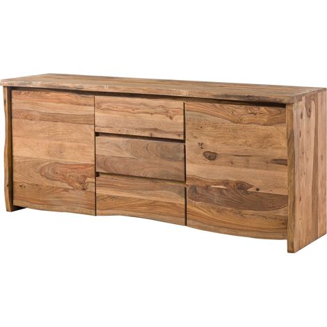 Sideboard Sheesham natur lackiert / sandgestrahlt 185x48x80 cm montiert PURE SHEESHAM 215 (1/4)