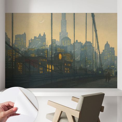 Papier peint adhésif décoratif pour chambre et salon Design moderne à poser facilement Panorama du soir 104x70 cm (1/5)