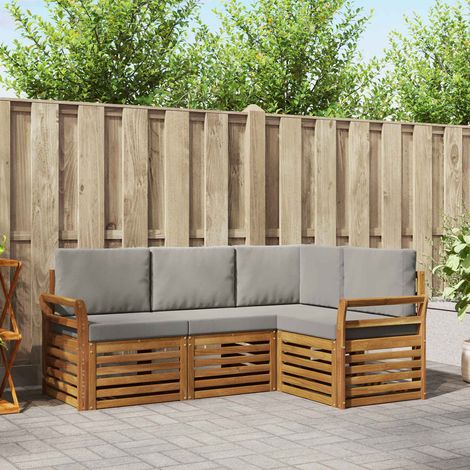 Sofagarnituren 4 pcs Natürlich und Hellgrau Massivholz Akazie (1/5)