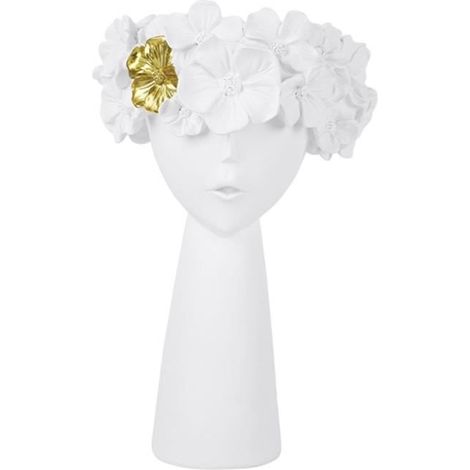 Nordique Résine Fille Tête Pot de Fleur Vase Statue Sculptures Figure Plante Succulente Pots Fleurs Séchées Artisanat blanc