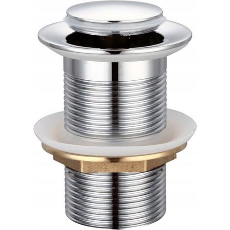 Tapón automático para lavabo sin rebosadero, clic clac, cromo plateado (1/5)