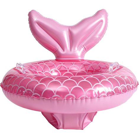 Bouée bébé sirène gonflable avec siège et poignée pour bébés et jeunes enfants, idéale pour l'apprentissage de la natation estivale. (1/5)