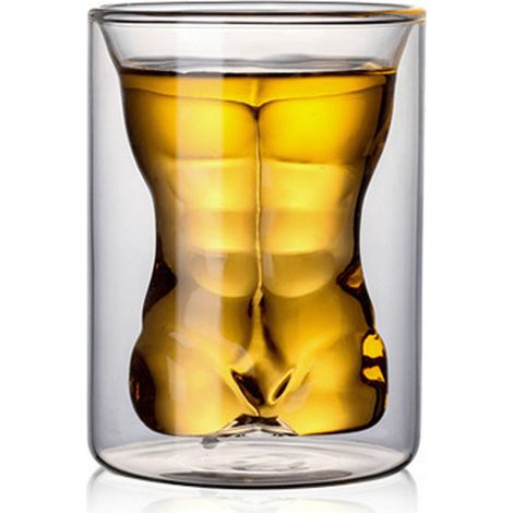 Verre à bière/whisky double paroi en forme de corps, idéal pour les fêtes et les réceptions, parfait pour les barmans. (1/5)