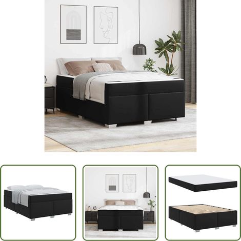 vidaXL Estructura de cama Negro 140 x 200 cm PVC (1/5)