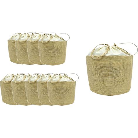 Set 10 sacchi tondi in juta con chiusura a cordoncino h 26 cm x 25 cm resistenti