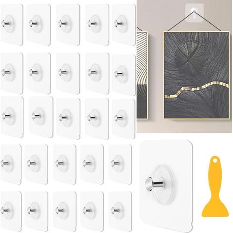 26PCS Accroche Tableau Sans Percer, Fixation Cadre Adhesif Murale Attache Languette Accroche Tableau Crochet Cadre pour Accroche Cadres Photo, Décoratives, Art Mural (1/5)