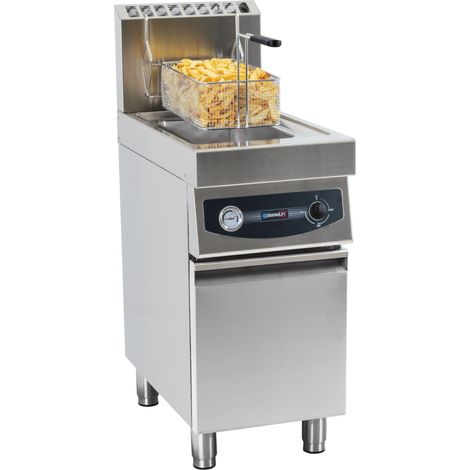 Friteuse professionnelle à gaz 17 litres – Cuve emboutie pour meilleur drainage – Puissance 12 000 W – Thermostat réglable 0°C à 190°C – Casselin