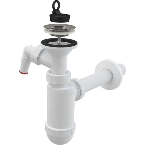 Siphon pour lave-linge/lave-vaisselle A410P - DN32 - Filtre métallique - Haute qualité et longue durée de vie (1/2)