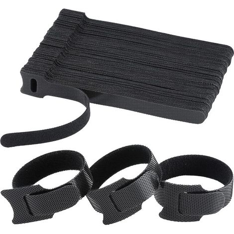 Paquete de 120 bridas de nailon reutilizables (150 mm x 12 mm), ajustables con velcro, para la gestión de cables en la oficina, el hogar, el jardín y más, color negro.